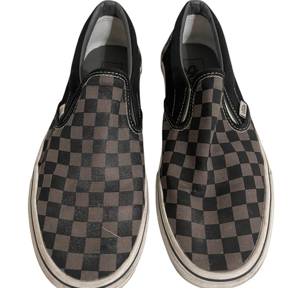 Vans Off The Wall Checkerboard Slip On Mens 10.5 Sneakers Black Gray - Picture 2 of 15